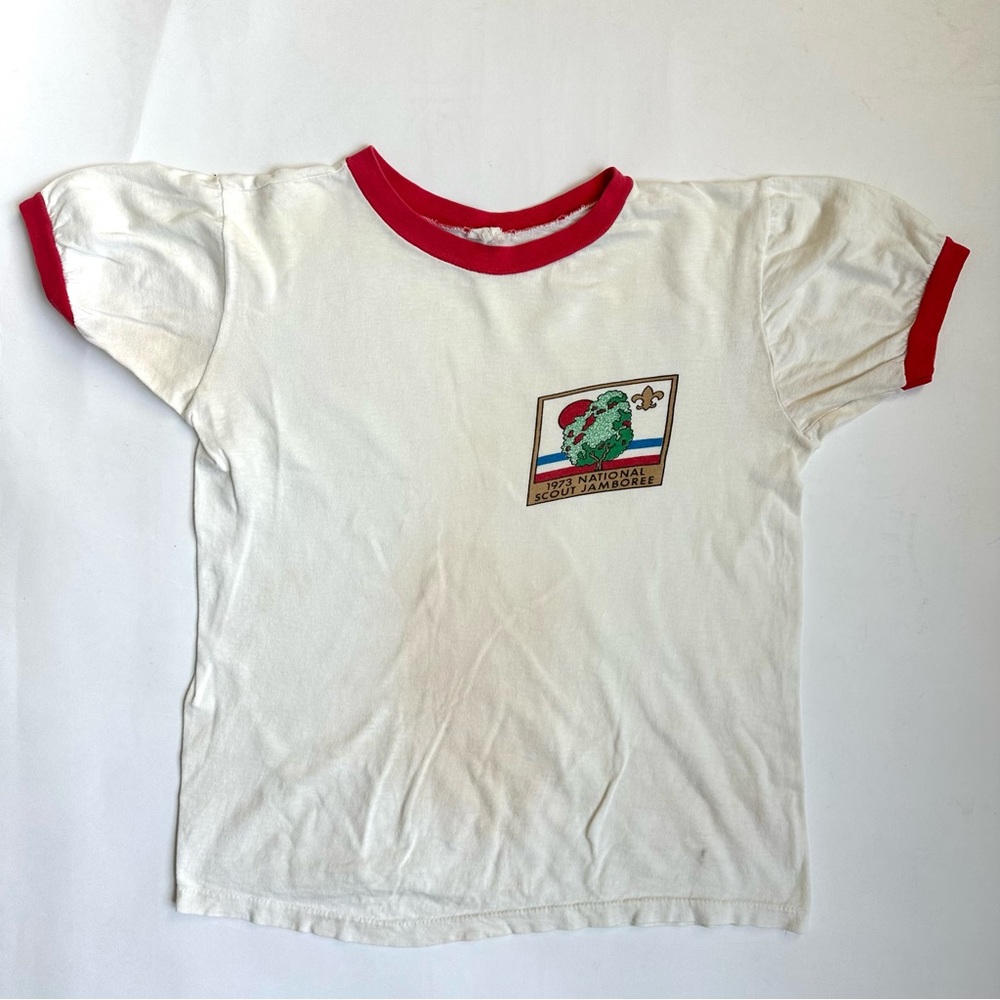 Boy Scouts 1973 Jamboree Single Stitch Vintage Ringer Shirt M